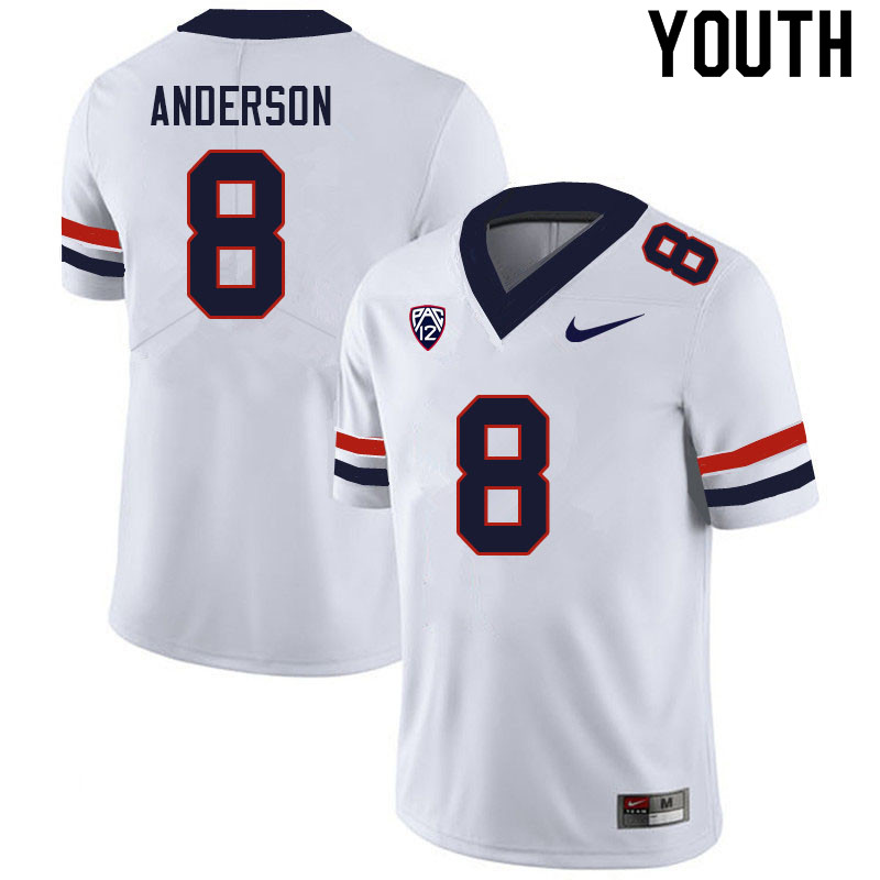 Youth #8 Drake Anderson Arizona Wildcats College Football Jerseys Sale-White - Click Image to Close
